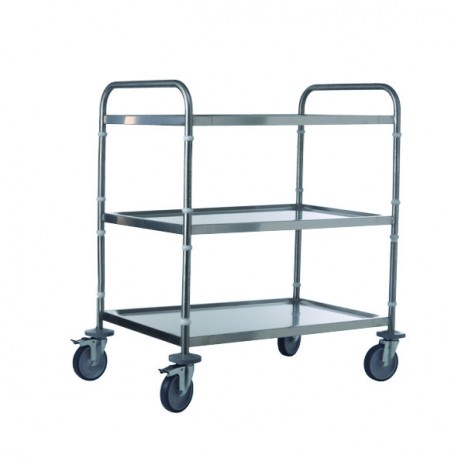 Three levels SS service trolley, 50x100x93,5cm